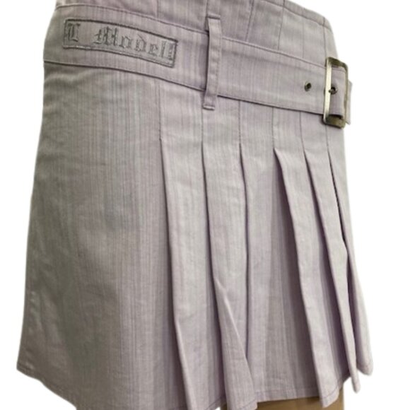 L. Modell Lavender Pleated Mini Skirt - Picture 2 of 5